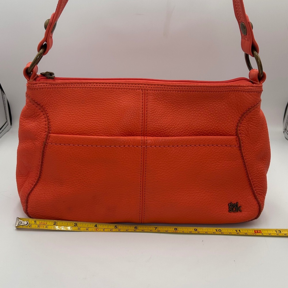 The Sak Iris Orange Pebbled Leather Shoulder Bag Hobo Zip Top 12162 - Picture 2 of 14